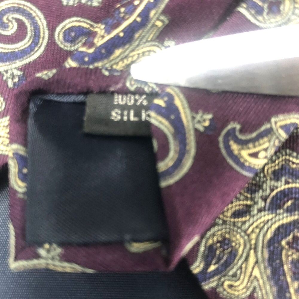 STAFFORD 100% Silk Paisley Tie Burgundy Maroon Navy Gold Handmade - Picture 4 of 8